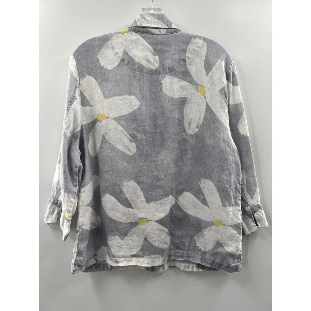 Simply Art By Dolcezza Women’s Linen Button Up Daisy Abstract Floral Size PL - Picture 6 of 8